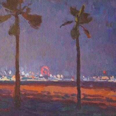 American Legacy Fine Arts presents "Santa Monica Pier Nocturne" a painting by Eric Merrell.