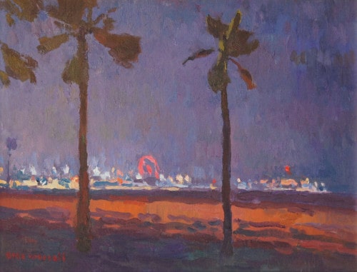 American Legacy Fine Arts presents "Santa Monica Pier Nocturne" a painting by Eric Merrell.