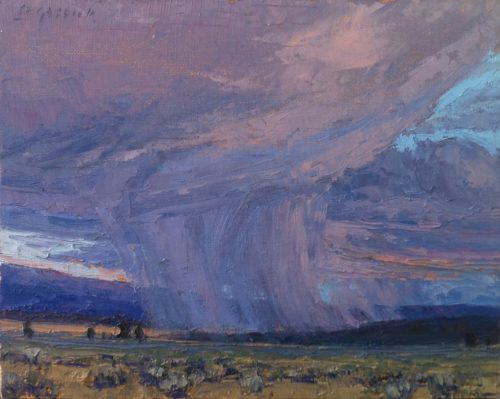 American Legacy Fine Arts presents "Valley Squall; Surprise Valley, California" a painting by Jean LeGassick.