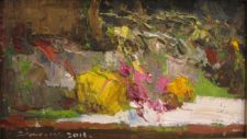 American Legacy Fine Arts presents "Pink and Yellow" a painting by Jove Wang