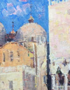 American Legacy Fine Arts presents "Summer Sunset at Piazza San Marco, Venice" a painting by Jove Wang.