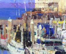 American Legacy Fine Arts presents "Cannery Row, Monterey, California" a painting by Jove Wang.