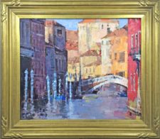 American Legacy Fine Arts presents "Hidden Canals, Venice" a painting by Jove Wang.