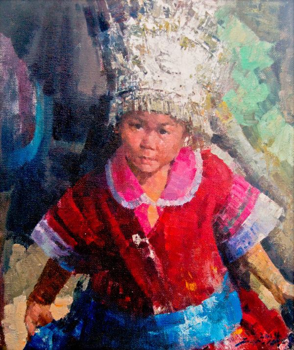 American Legacy Fine Arts presents "Young Girl from Guizhou" a painting by Jove Wang.