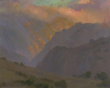 American Legacy Fine Arts presents "Afternoon Fogbank over Silver Canyon; Santa Catalina Island" a painting by Peter Adams.