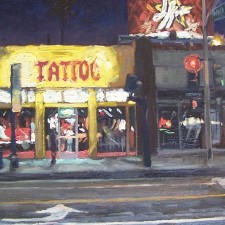 American Legacy Fine Arts presents "High Voltage Tattoo aka Kat Von D's Tattoo Shop, West Hollywood" a painting by Scott W. Prior.