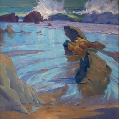 American Legacy Fine Arts presents "Wind and Sand at Leo Carrillo Beach" a painting by Alexey Steele.
