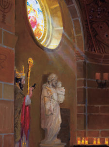 American Legacy Fine Arts presents "Sources of Light - St. Andrews Catholic Church, Pasadena" a painting by Peter Adams.