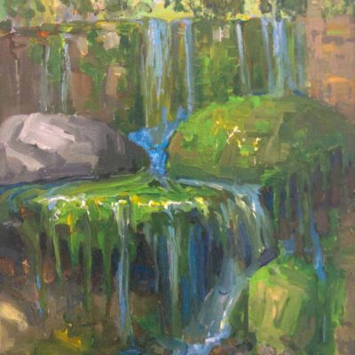 American Legacy Fine Arts presents " El Prieto Falls, Gabrielino Trail" a painting by Peter Adams.