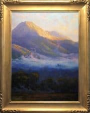 American Legacy Fine Arts presents "Morning Clouds Hovering Below Mount Blanca; Trinchera Ranch,Colorado" a painting by Peter Adams.