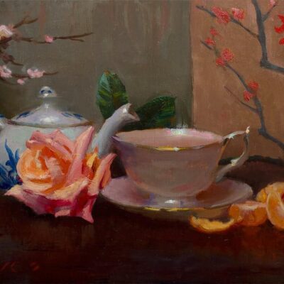 American Legacy Fine Arts presents "Tea and Tangerines" a painting by Tony Pro.
