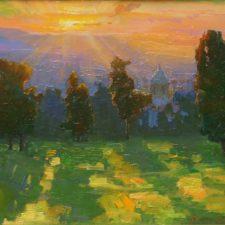 American Legacy Fine Arts presents Sunrise and Long Shadows a painting by Peter Adams