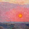American Legacy Fine Arts presents "Blazing Orb; Sunset over the Pacific Ocean from Monterey Park" a painting by Eric Merrell.