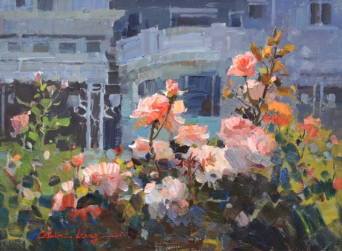 American Legacy Fine Arts presents "George Thomas Roses at the Club" a painting by Calvin Liang.