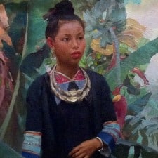 American Legacy Fine Arts presents "Festival Necklace; Miao Tribe, Guizhou Province" a painting by Mian Situ.