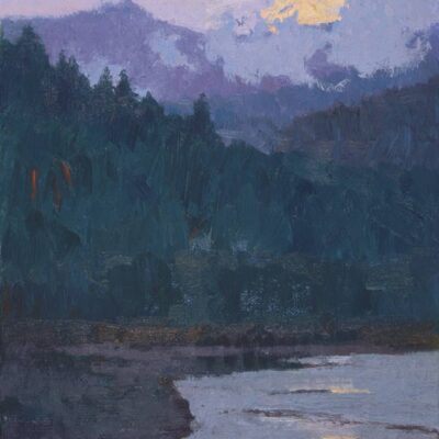 American Legacy Fine Arts presents "Last Light; Mount Shasta" a painting by Daniel W. Pinkham.