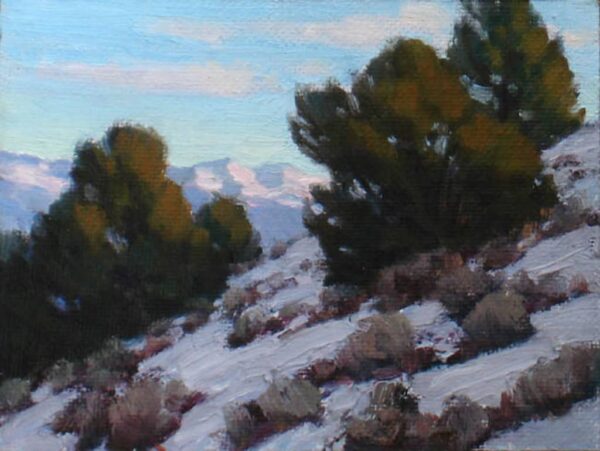 American Legacy Fine Arts presents "Catching Last Light -Study" a paintingby Jean LeGassick.