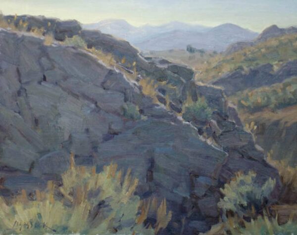 American Legacy Fine Arts presents "Cliffs and Sage" a painting by Jean LeGassick.