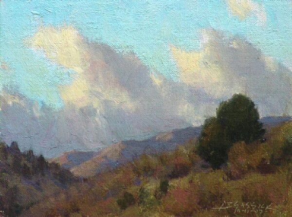 American Legacy Fine Arts presents "Dancing Clouds; Outside Silver City" a painting by Jean LeGassick.