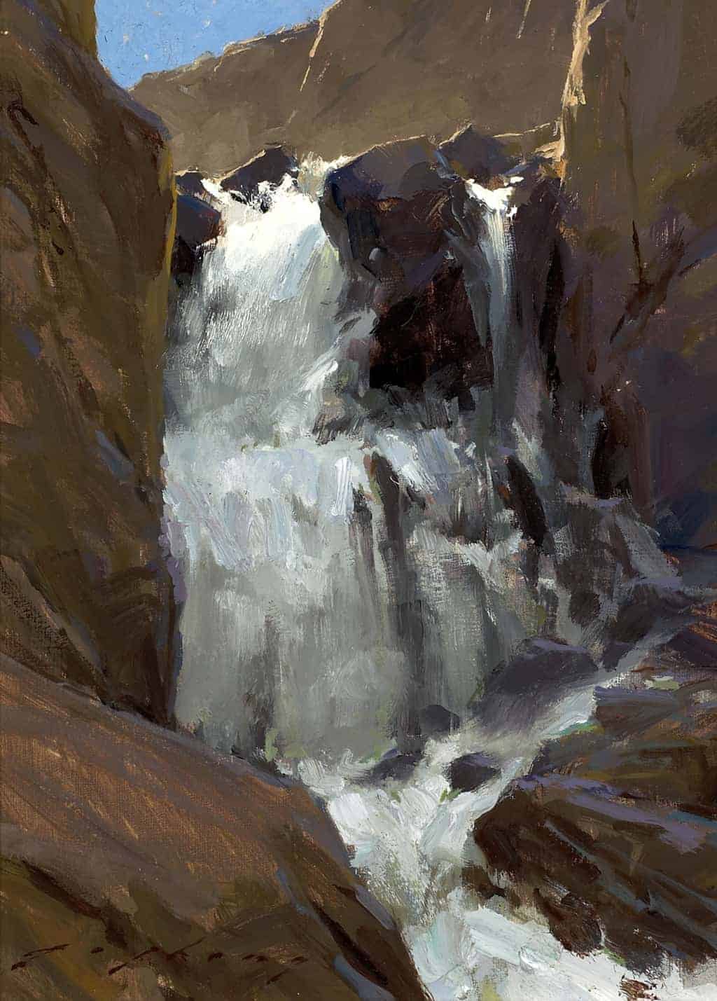 American Legacy Fine Arts presents "North Lake Falls; Sierra" painting by Jeremy Lipking.