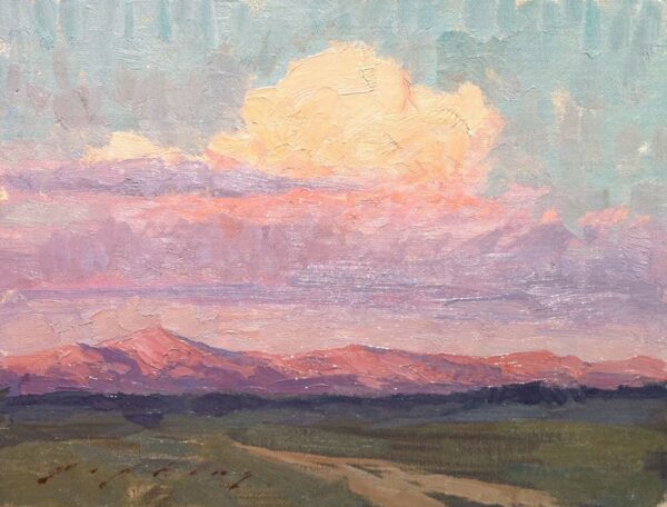 American Legacy Fine Arts presents "Long Valley Sunset; Long Valley Caldera, Eastern Sierra, CA" a painting by Jeremy Lipking.