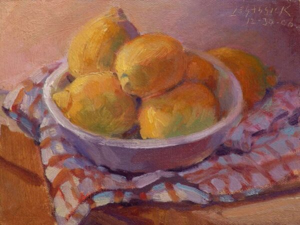 American Legacy Fine Arts presents "Meyer Lemons" a painting by Jean LeGassick.