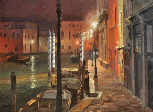 American Legacy Fine Arts presents "Venice at Night" a painting by Mian Situ.