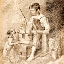 American Legacy Fine Arts presents "Painting the Little House" a painting by Norman Rockwell