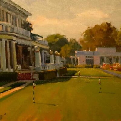 American Legacy Fine Arts presents "The Clubhouse Lawn" a painting by Michael Obermeyer.