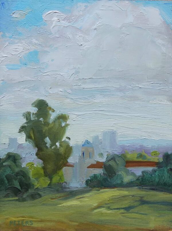 American Legacy Fine Arts presents "Los Angeles Schoolhouse View" a painting by Tony Peters.