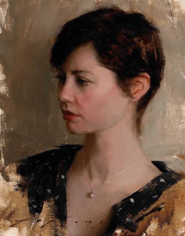 American Legacy Fine Arts presents "Portrait of Mrs. Sheryl Guerrero" a painting by Jeremy Lipking.