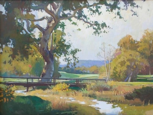 American Legacy Fine Arts Presents "Sycamore Near Number 2 Hole" a painting by Ray Roberts.