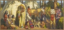 American Legacy Fine Arts presents "Village Life; Sioux" a painting by Tim Solliday.