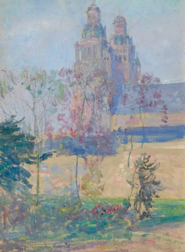 American Legacy Fine Arts presents "Study for Cathedral at Tours, circa 1916" a painting by Guy Rose (1867-1925).
