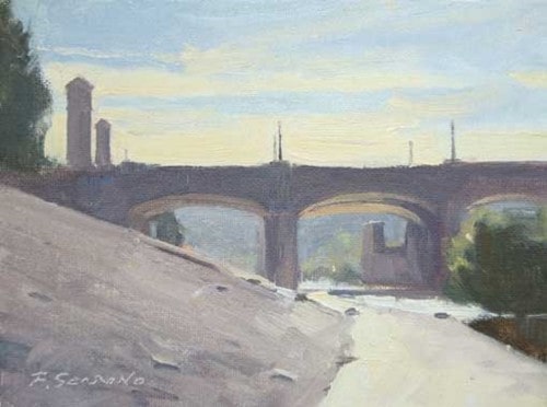 American Legacy Fine Arts presents "It was Hot; Hyperion Bridge, L. A. River" a painting by Frank Serrano.