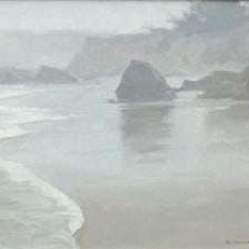 American Legacy Fine Arts presents "Foggy Coast; Cambria" a painting by Frank Serrano.