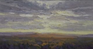 Jean LeGassick, "Oh, Those New Mexico Sunsets", oil on canvas panel, 6" x 12"⁠
⁠
“In a vast horizontal⁠
stretch of land⁠
open to sky⁠
rolling over⁠
endlessly,⁠
evening comes,⁠
& clouds separate,⁠
revealing last sun–⁠
Oh, suddenly⁠
golden tops⁠
on all things⁠
earthly!⁠
Quick–⁠
no time to think⁠
nor contemplate,⁠
just paint, respond!⁠
succumbing to⁠
this brief burst⁠
of beauty,⁠
stilling it⁠
forever.”⁠
— Jean LeGassick⁠
⁠
The painting is available at ALFA, please direct message for details.⁠
⁠
⁠
⁠
#jeanlegassick #newmexicoland #newmexicoart #pleinairlandscape #pleinairart #smallart #landscapepainting #sunsetart #sunsetpainting⁠