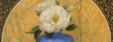Kate Sammons - Blue Vase, Oil on panel with 22k gold 11" x 10.5" Banner