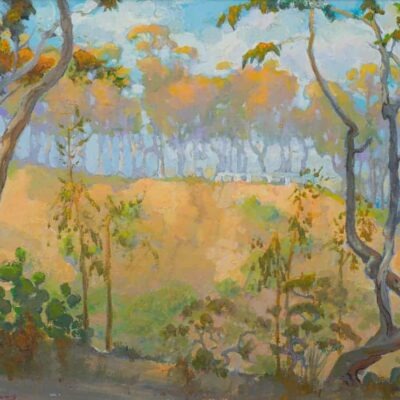 American Legacy Fine Arts presents, "Eucalyptus View on Old Stage Road" a painting by Peter Adams.