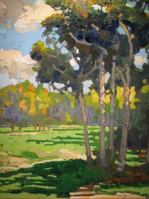 American Legacy Fine Arts presents "Late Afternoon Off the Path" a painting by Peter Adams.