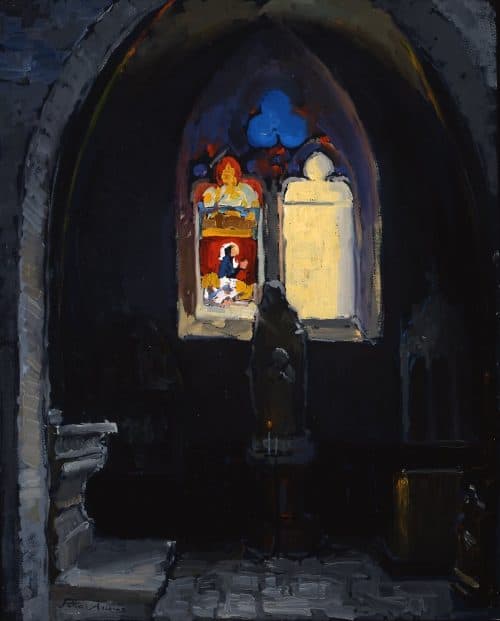 American Legacy Fine Arts presents "Form and Void; Notre Dame Cathedral, Beaune, Burgundy" a painting by Peter Adams.