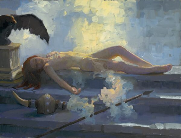American Legacy Fine Arts presents "Brunhilde Sleeps" a painting by Peter Adams.
