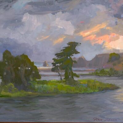 American Legacy Fine Arts presents "Caught in Storm; Russian River Delta" a painting by Peter Adams.