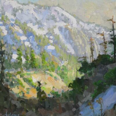 American Legacy Fine Arts presents "Early Spring Afternoon Light on Mt. Baldy" a painting by Peter Adams.