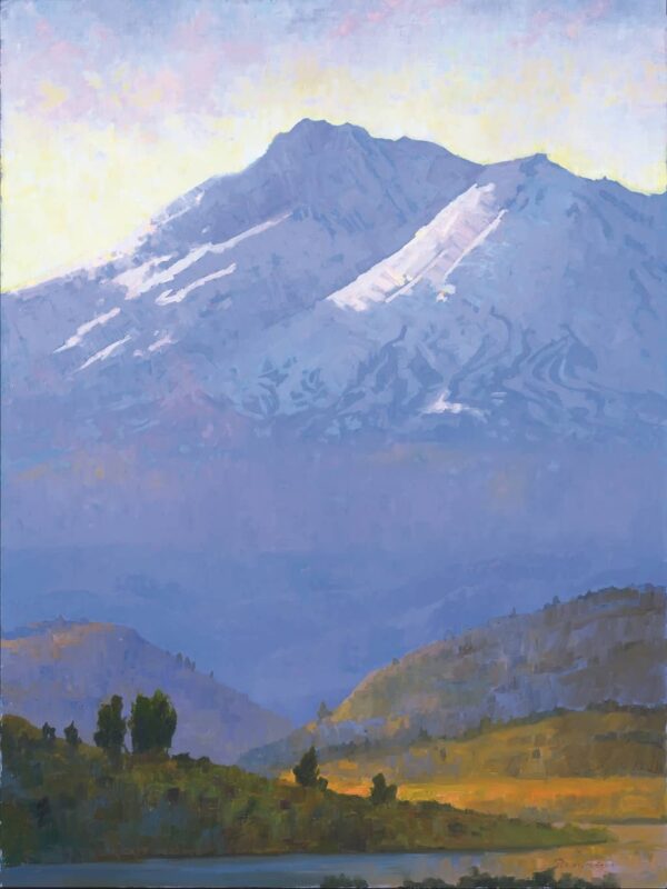 American Legacy Fine Arts presents "Morning Light on Mt. Shasta" a painting by Peter Adams.