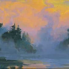 American Legacy Fine Arts presents "Morning Mist; Yellowstone National Park" a painting by Peter Adams.
