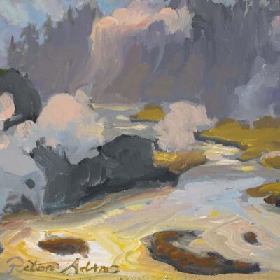 American Legacy Fine Arts presents "Plumes of Steam" a painting by Peter Adams.