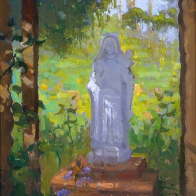 American Legacy Fine Arts presents " St. Theresa in the Garden' a painting by peter Adams.