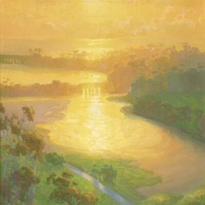American Legacy Fine Arts presents "Sunset Wash; Batiquitos Lagoon" a painting by Peter Adams.