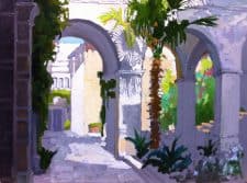 American Legacy Fine Arts presents "View of the Church of Flagellation (2nd Station), Jerusalem" a painting by Peter Adams.